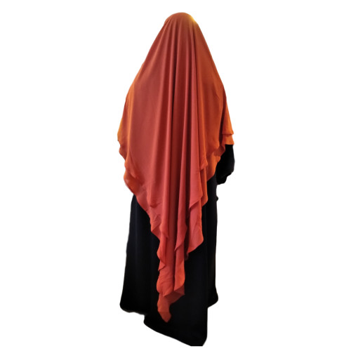 Khimar Two Layer Burnt Orange -Picante (Extra Long)
